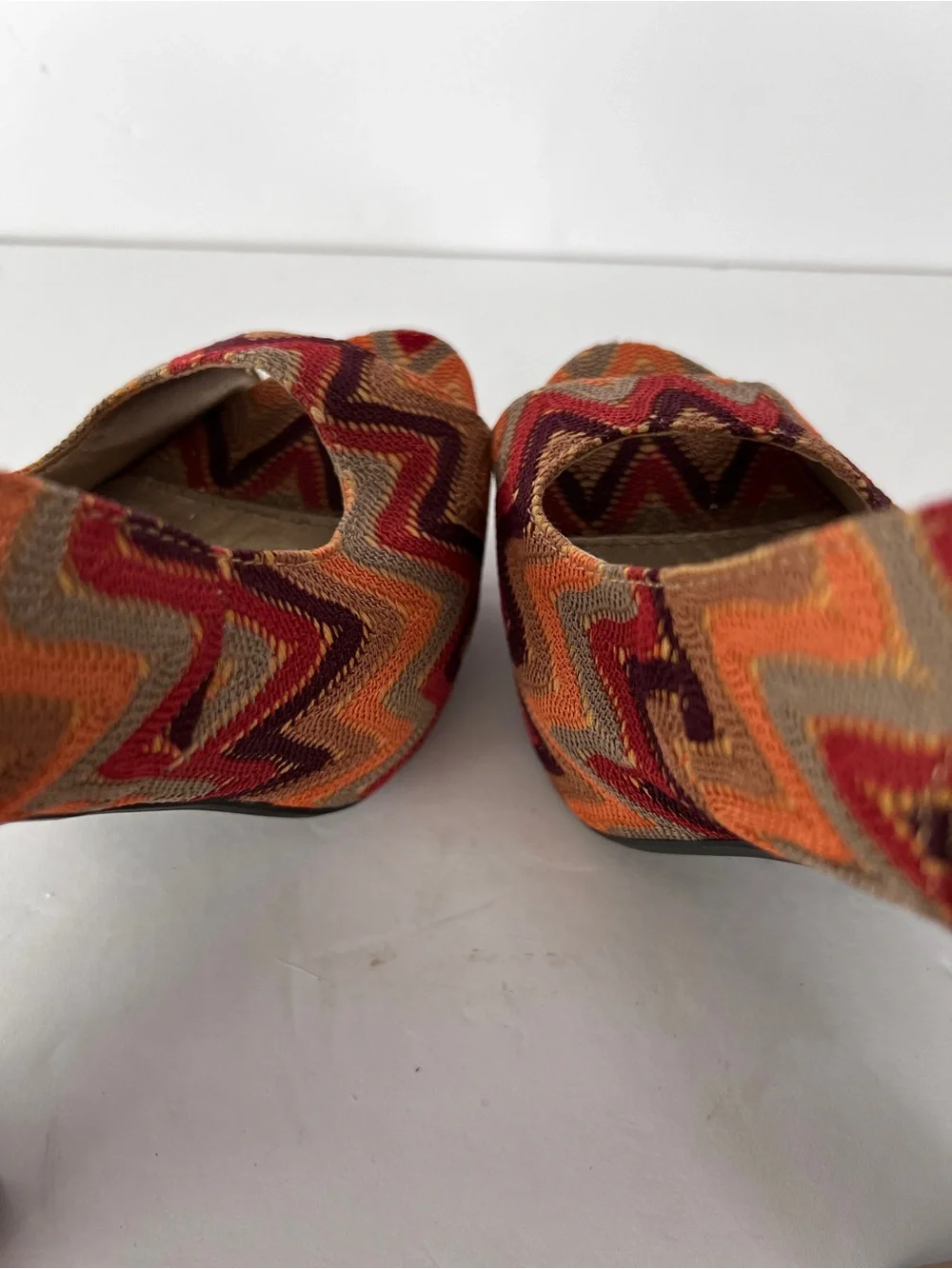 Charlotte Russe Boho Platform Slingback Heels Size 9 Chevron Tribal Wood Heel